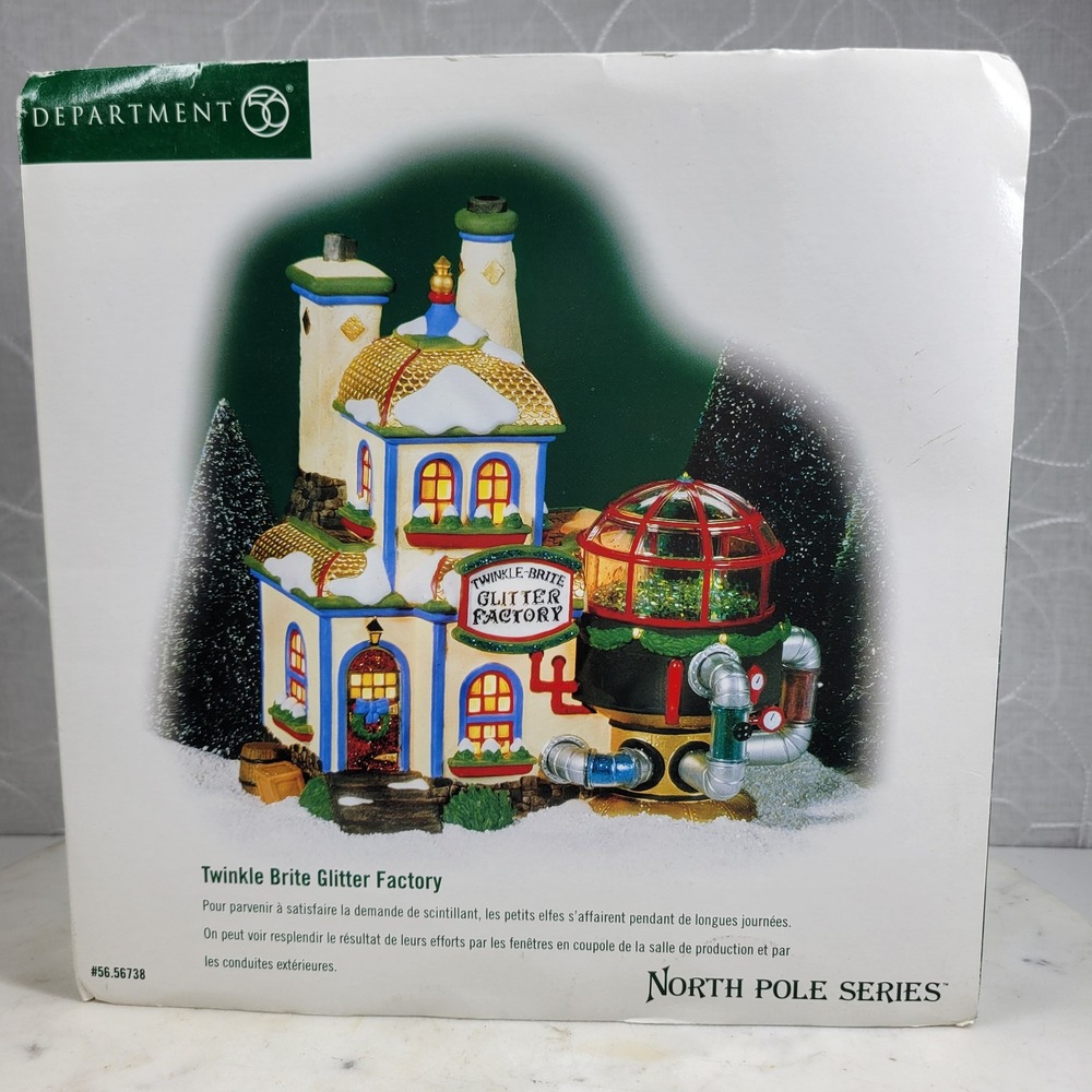Dept 56 North Pole Series Twinkle Brite Glitter Factory Christmas Village Box